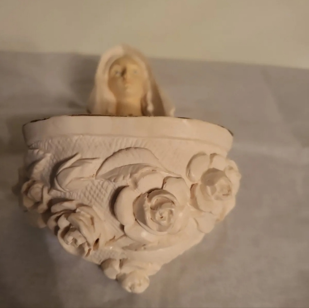 Vintage Holy Water Font Dipinto A Mano Made in Italy Holy Mary Bless - Picture 4 of 9